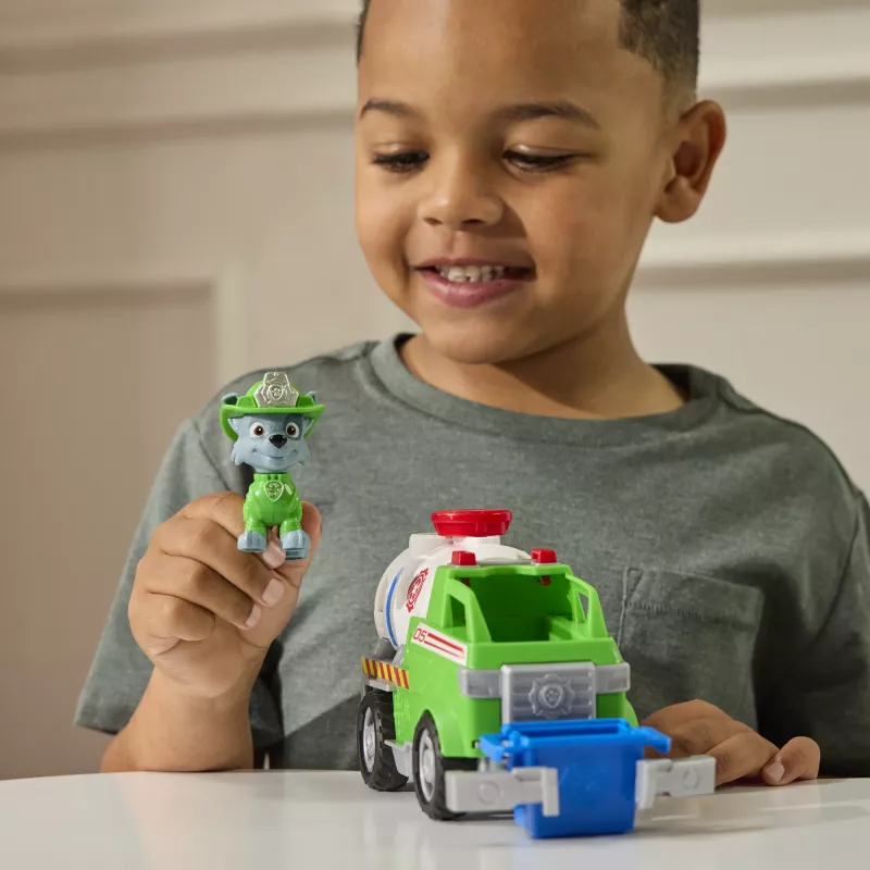 PAW Patrol Rocky Rescue Fire Tanker gelbėjimo sunkvežimis su figūrėle ir griebtuvu