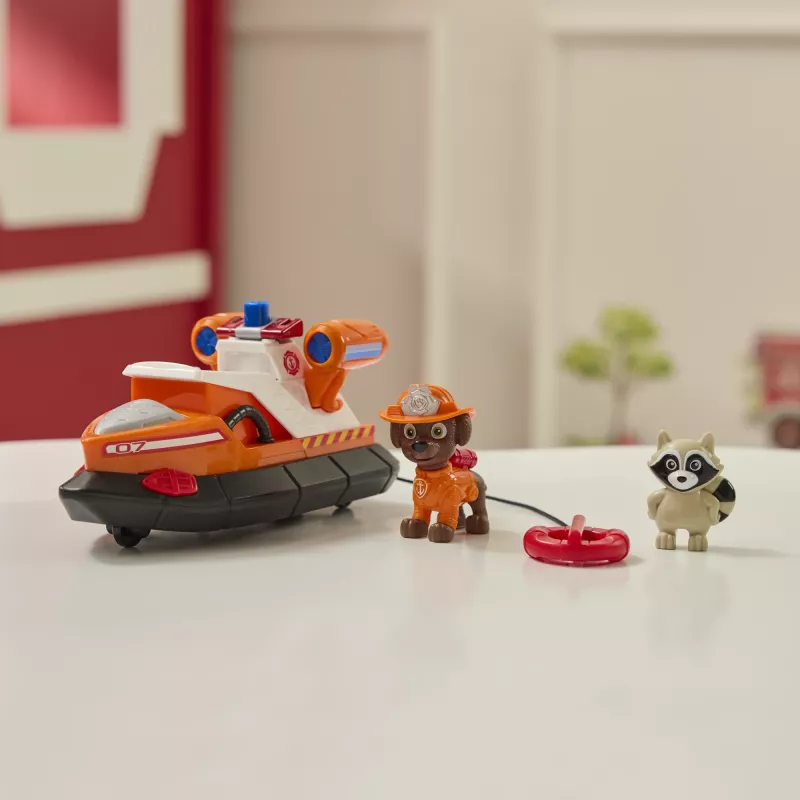 PAW Patrol Fire Rescue: Zuma gelbėjimo gaisrinis kateris su veikėju, gelbėjimo ratu, meškėnu ir žaisliniu kateriu, vaikų žaislai berniukams ir mergaitėms nuo 3 metų