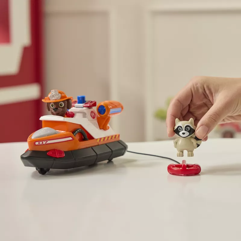 PAW Patrol Fire Rescue: Zuma gelbėjimo gaisrinis kateris su veikėju, gelbėjimo ratu, meškėnu ir žaisliniu kateriu, vaikų žaislai berniukams ir mergaitėms nuo 3 metų