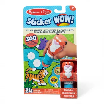 Melissa & Doug Sticker WOW! 24 puslapių užduočių bloknotas su lipdukų štampeliu, 300 lipdukų, meno ir rankdarbių fidget žaislas, kolekcionuojamas personažas – Tigras – FSC sertifikuotas