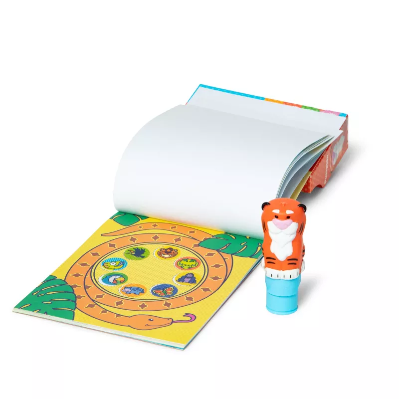Melissa & Doug Sticker WOW! 24 puslapių užduočių bloknotas su lipdukų štampeliu, 300 lipdukų, meno ir rankdarbių fidget žaislas, kolekcionuojamas personažas – Tigras – FSC sertifikuotas