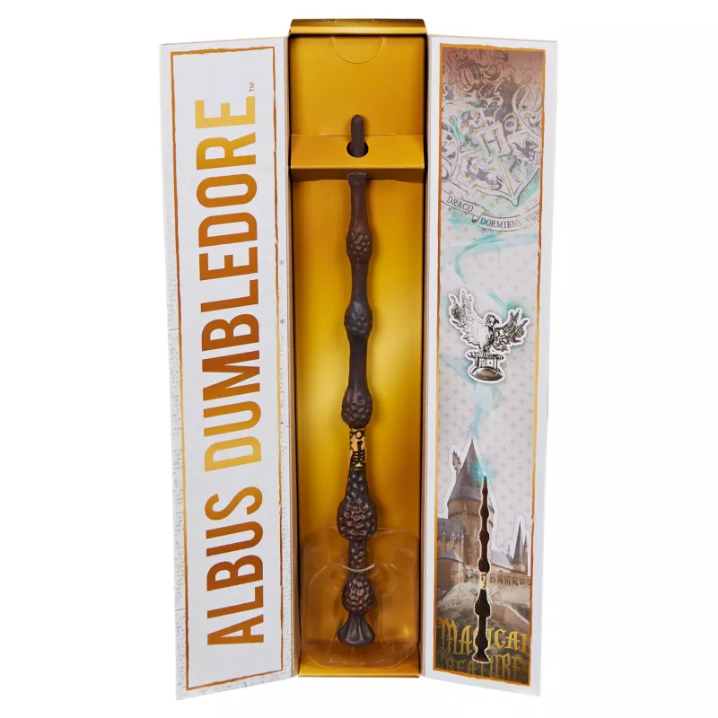 Wizarding World Harry Potter, 12 colių Magiška Kolekcinė Lazdelė Albus Dumbledore su Stovu ir Lieta Piktograma, Magiški Padarai, Aksesuaras Kostiumams