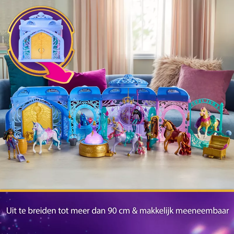 Žaidimų rinkinys Spin Master Unicorn Academy Arklidės su fontanu, šviesos ir garso efektais