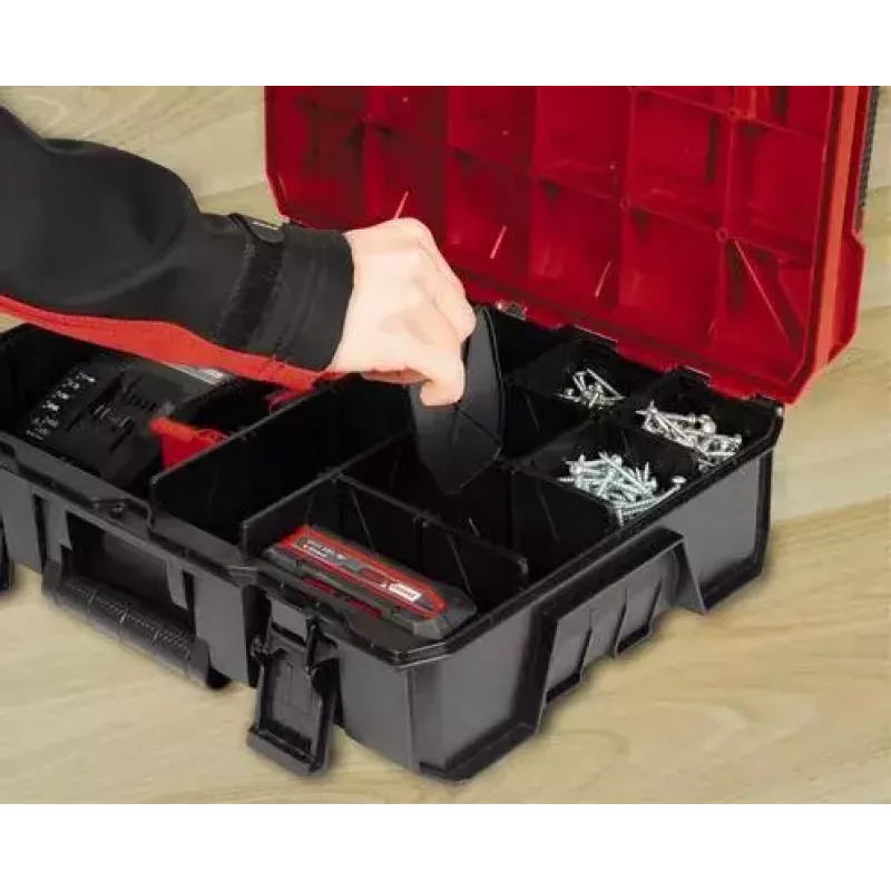 Dėžutė smulkioms detalėms Einhell E-Case S-F polipropileno juoda raudona 42x28x9,5 cm