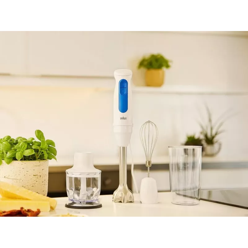 Panardintuvas Braun Household MultiQuick 3 MQ30202M, 900 W, baltas/mėlynas, su smulkintuvu ir plaktuvu