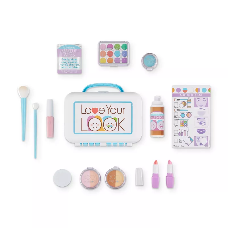Melissa & Doug Love Your Look apsimestinis makiažo rinkinys – 16 dalių žaidimų rinkinys be netvarkos (NE TURI TIKRŲ KOSMETIKOS)