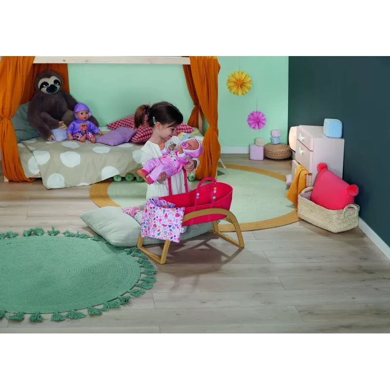 Lovutė lėlėms Zapf Creation BABY born 3-in-1 Pinplay – lėlių baldai, paverčiama lopšys/lovutė/nešynė
