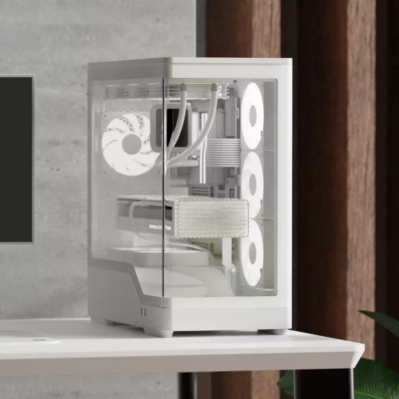 PC korpusas AEROCOOL Geh Midi P500A White – vidutinis bokštas ATX, baltas
