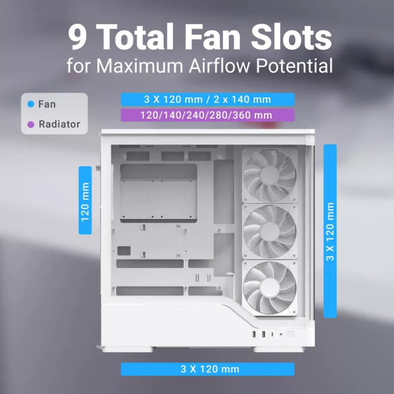 PC korpusas AEROCOOL Geh Midi P500A White – vidutinis bokštas ATX, baltas