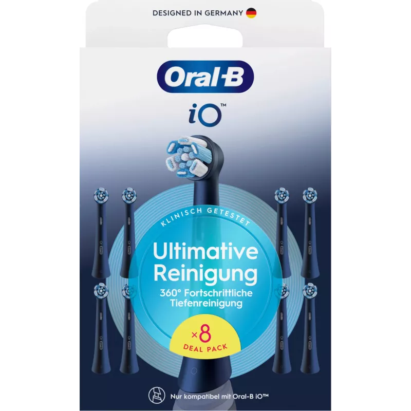 Oral-B iO Ultimate Clean keičiamieji šepetėlių antgaliai – 8 vnt., juodi, aukščiausios kokybės apnašų šalinimui