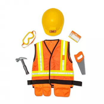Melissa & Doug Construction Worker Role Play Costume Dress-Up Set (6 vnt.) – Statybininko kostiumas vaikams