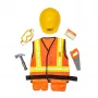 Melissa & Doug Construction Worker Role Play Costume Dress-Up Set (6 vnt.) – Statybininko kostiumas vaikams