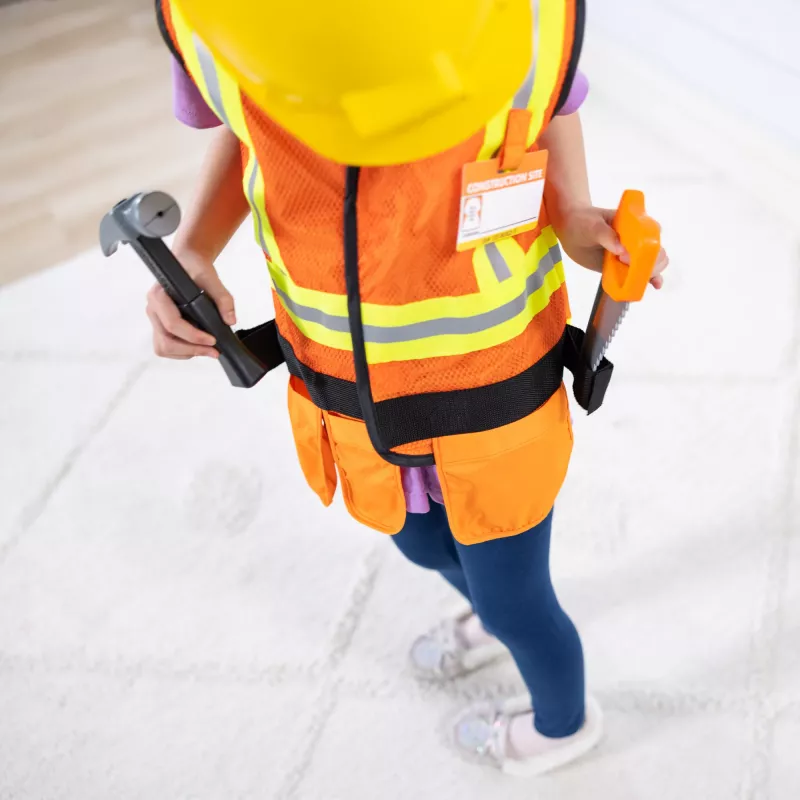 Melissa & Doug Construction Worker Role Play Costume Dress-Up Set (6 vnt.) – Statybininko kostiumas vaikams