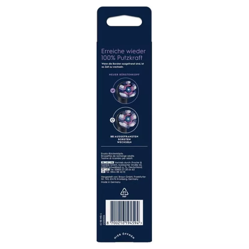 Oral-B iO Radiant White keičiamieji šepetėlių antgaliai, 4 vnt., juodi