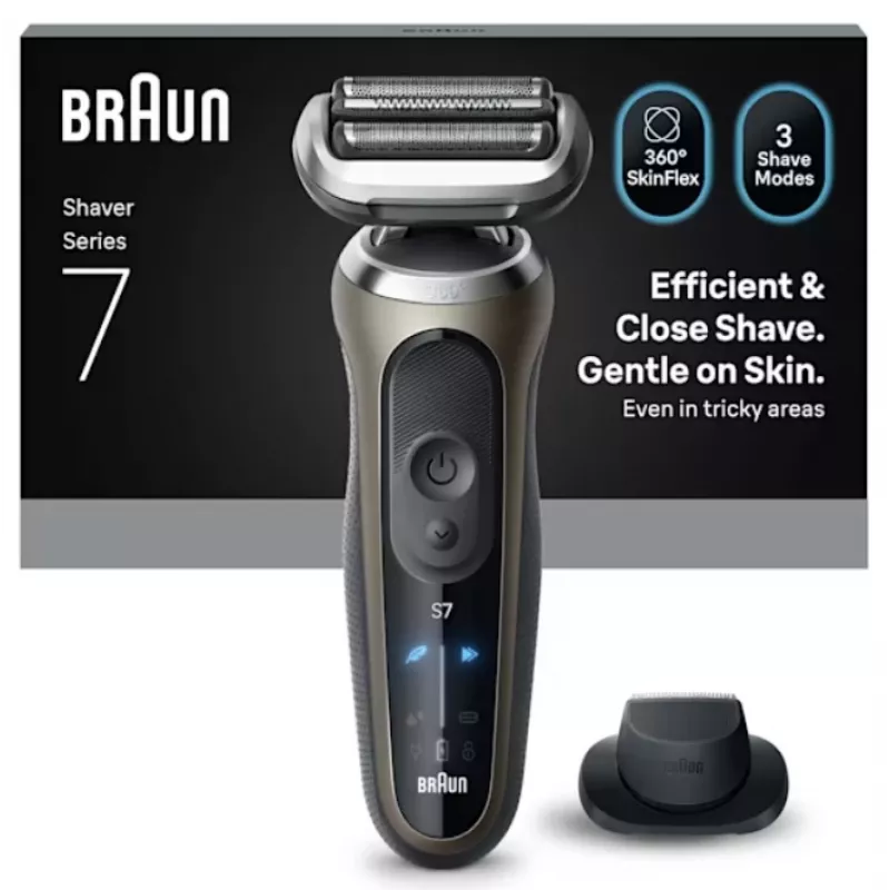 Braun Series 7 72-C1200s elektrinis skustuvas – šlapiam ir sausam skutimui, juodas/bronzinis, nerūdijantis plienas