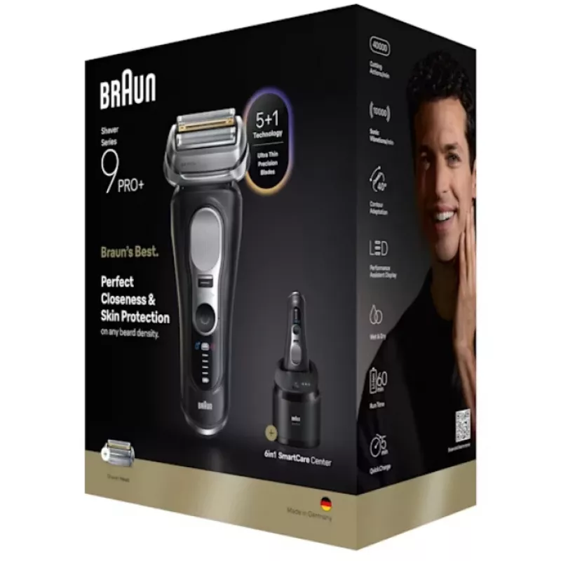 Foilinis skustuvas Braun Series 9 Pro+ 9660CC juodas sidabrinis nerūdijantis plienas