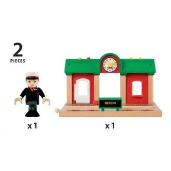 Ravensburger – BRIO Modelinio geležinkelio įrašymo ir grojimo stotelė, 3 dalių, AA baterija, juoda/žalia/raudona