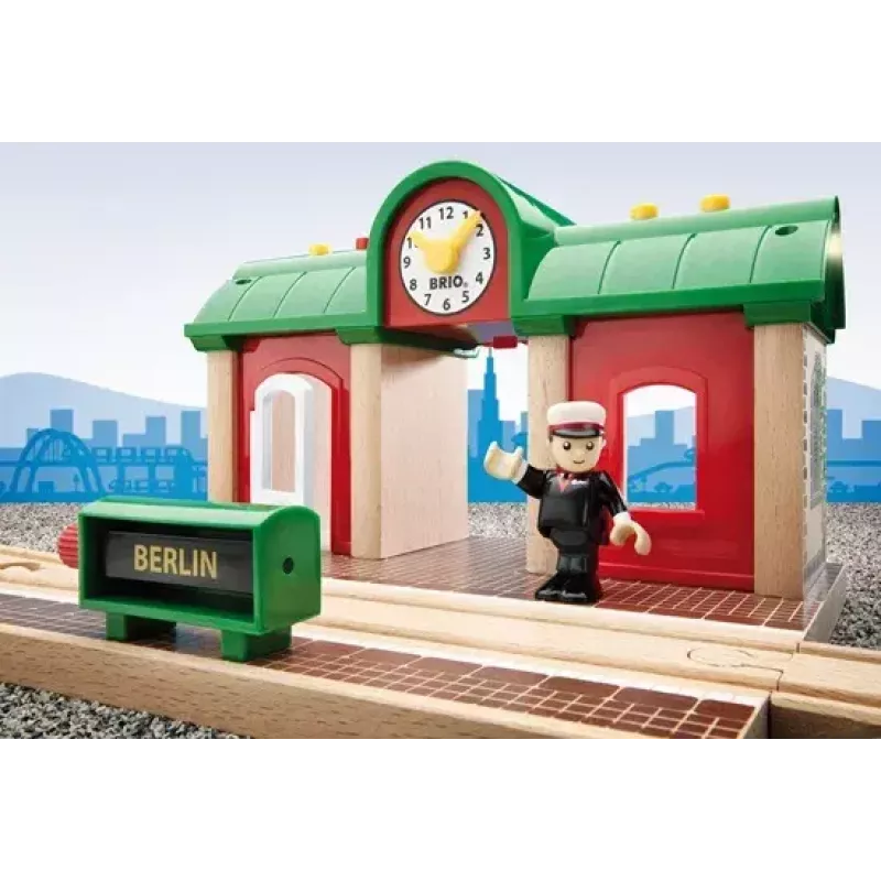 Ravensburger – BRIO Modelinio geležinkelio įrašymo ir grojimo stotelė, 3 dalių, AA baterija, juoda/žalia/raudona