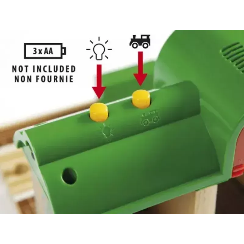Ravensburger – BRIO Modelinio geležinkelio įrašymo ir grojimo stotelė, 3 dalių, AA baterija, juoda/žalia/raudona