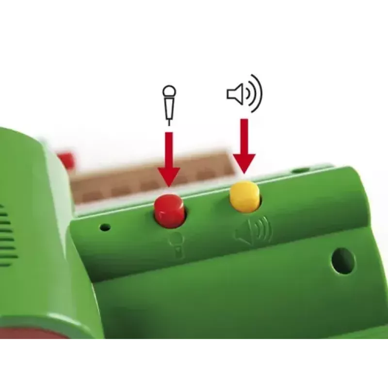 Ravensburger – BRIO Modelinio geležinkelio įrašymo ir grojimo stotelė, 3 dalių, AA baterija, juoda/žalia/raudona