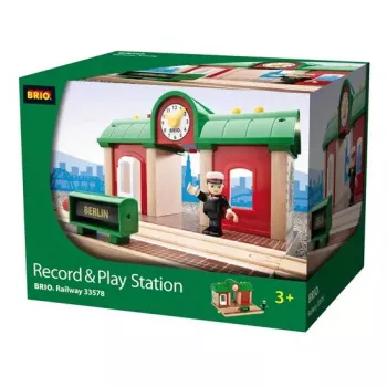 Ravensburger – BRIO Modelinio geležinkelio įrašymo ir grojimo stotelė, 3 dalių, AA baterija, juoda/žalia/raudona