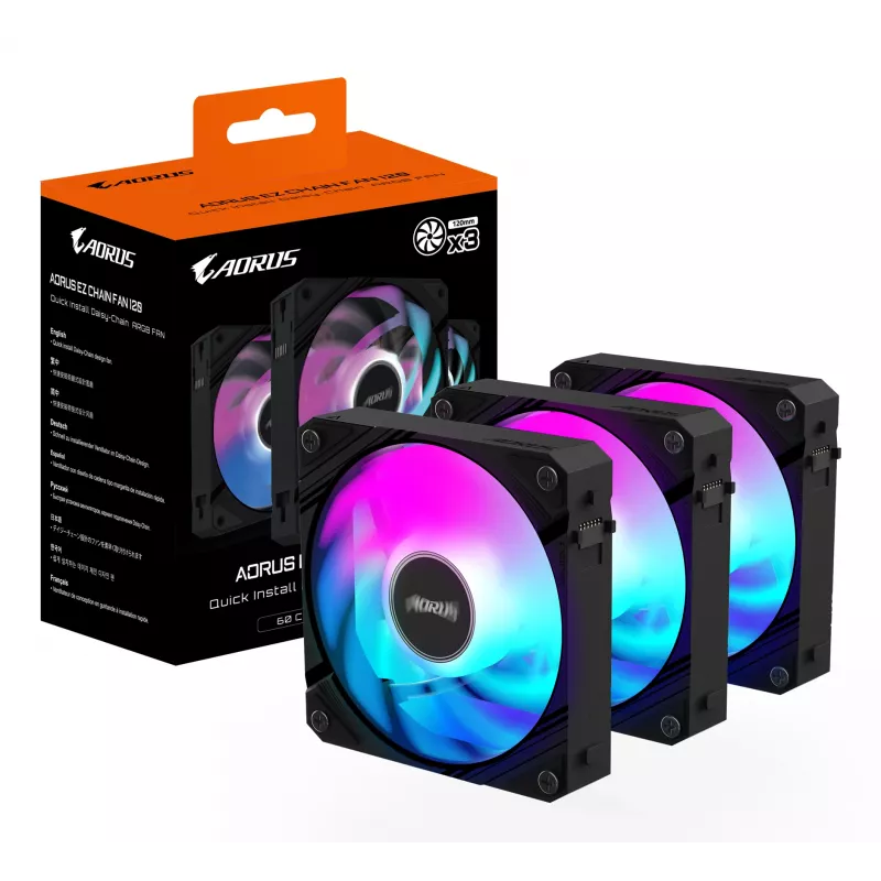 GIGABYTE AORUS EZ CHAIN FAN 120 (3 vnt.) 12 cm juodi ventiliatoriai