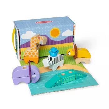 Konstruktorius Spin Master Melissa & Doug Blockables Safari Playset – figūrėlės ir sukraunami blokeliai