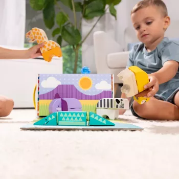 Konstruktorius Spin Master Melissa & Doug Blockables Safari Playset – figūrėlės ir sukraunami blokeliai