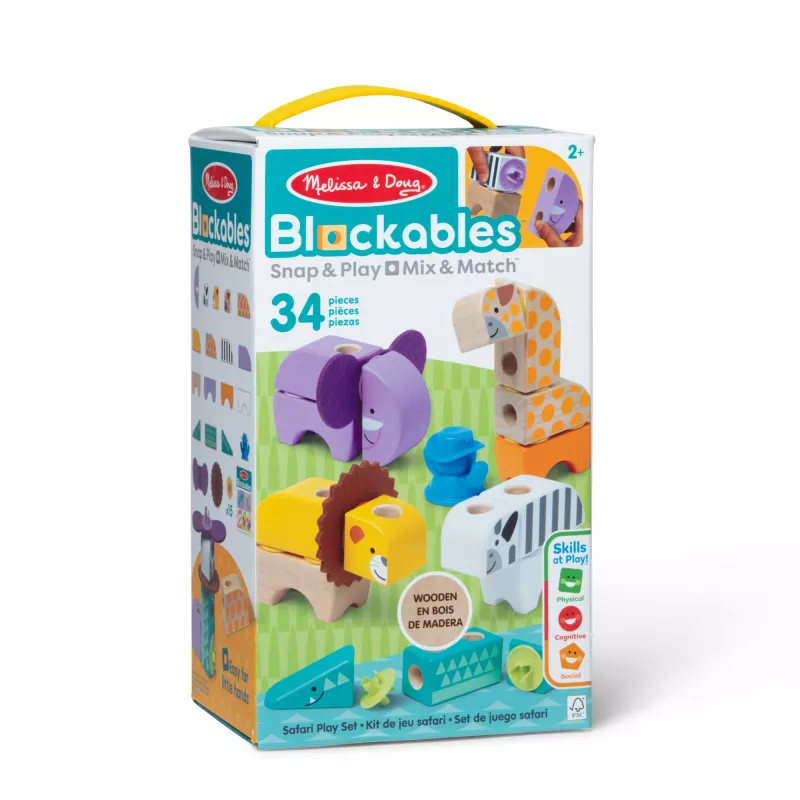 Konstruktorius Spin Master Melissa & Doug Blockables Safari Playset – figūrėlės ir sukraunami blokeliai