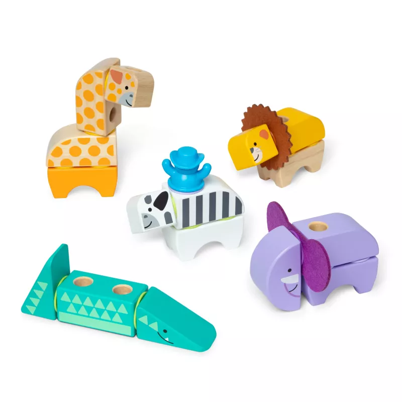 Konstruktorius Spin Master Melissa & Doug Blockables Safari Playset – figūrėlės ir sukraunami blokeliai