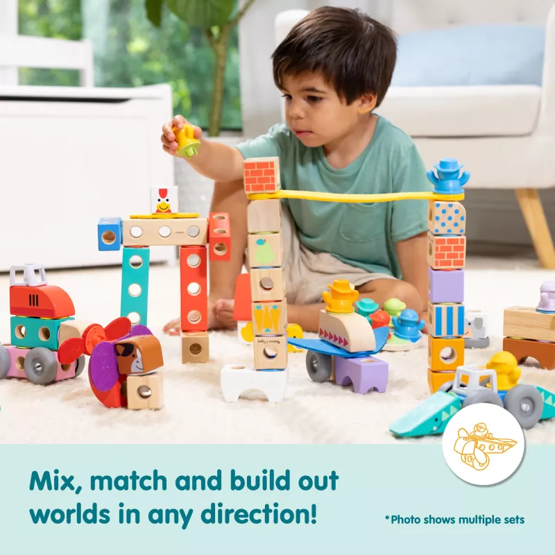 Konstruktorius Spin Master Melissa & Doug Blockables Safari Playset – figūrėlės ir sukraunami blokeliai