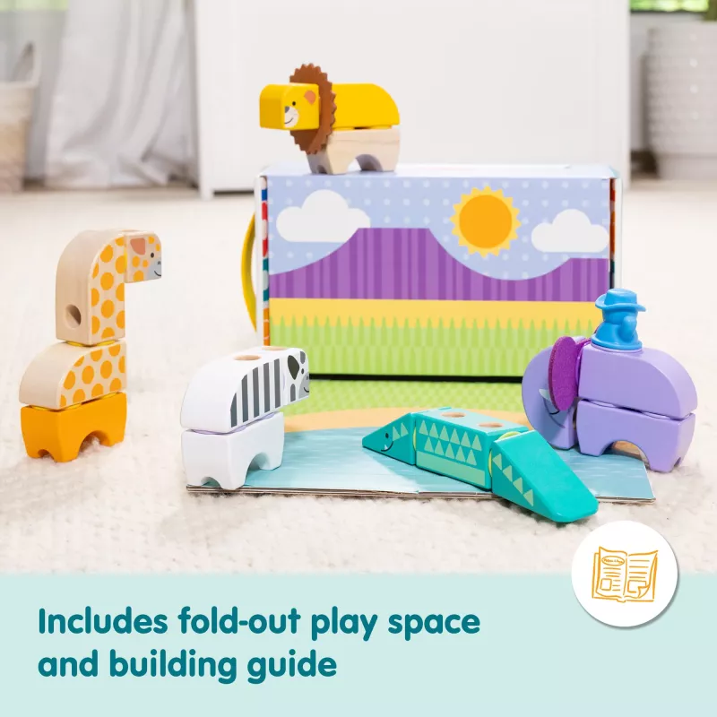 Konstruktorius Spin Master Melissa & Doug Blockables Safari Playset – figūrėlės ir sukraunami blokeliai