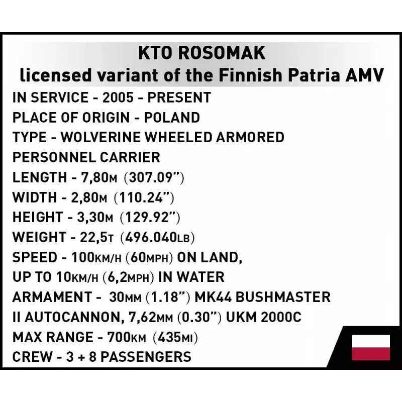 Konstruktoriaus rinkinys Cobi Ginkluotosios pajėgos KTO Rosomak 2-in-1 (COBI-2629)