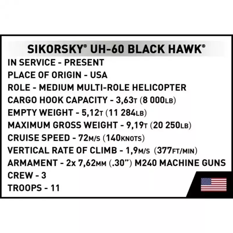 Konstruktorius Cobi Sikorsky UH-60 Black Hawk 928 kaladėlių, modelis COBl-5906