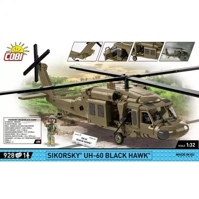 Konstruktorius Cobi Sikorsky UH-60 Black Hawk 928 kaladėlių, modelis COBl-5906