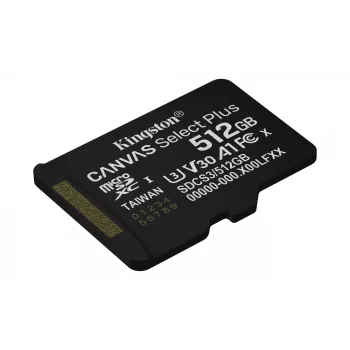 Kingston Technology 512 GB microSDXC Canvas Select Plus Gen3 150R A1 vienas paketas be adapterio