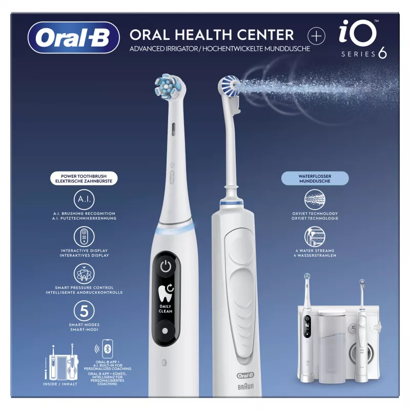 Sukamasis-osciliuojantis dantų šepetėlis Oral-B iO6 Baltas Suaugusiems Baterija 2 šepetėlių galvutės