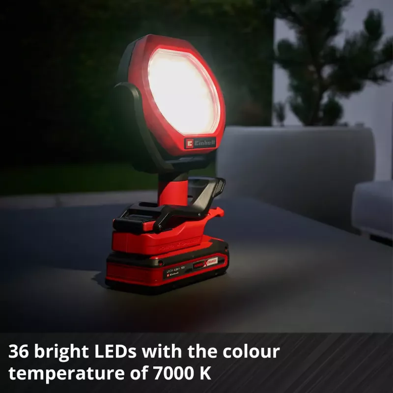 Belaidis lauko stalo šviestuvas EINHELL GC-OL 18/1500 Li‑Solo — LED šviesa, baterija ir įkroviklis nepridedami