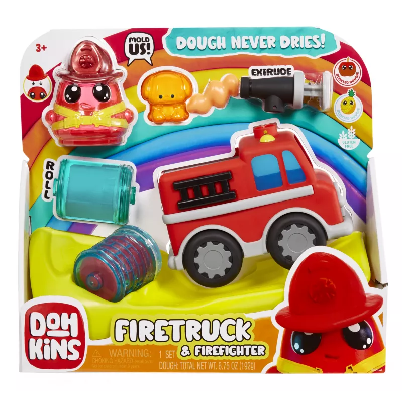 MGA Entertainment DohKins Gaisrinis automobilis ir ugniagesys – modelino rinkinys, įvairiaspalvis, vaikams nuo 3 metų