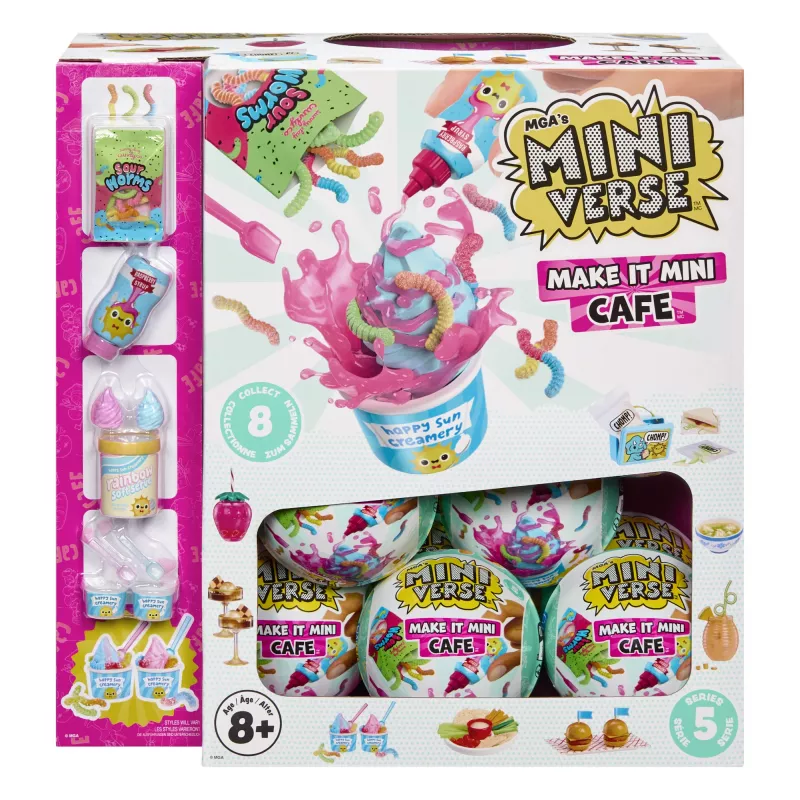 Miniverse Make It Mini Foods: Cafe in PDQ Series 5 (Wave A) – mini rinkinys, 8 m., įvairiaspalvis, plastikas