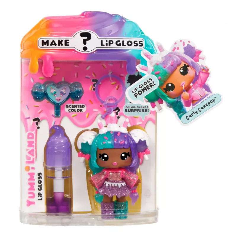 MGA Entertainment Yummiland paslaptingas lūpų blizgesio lėlė – Carly Cakepop