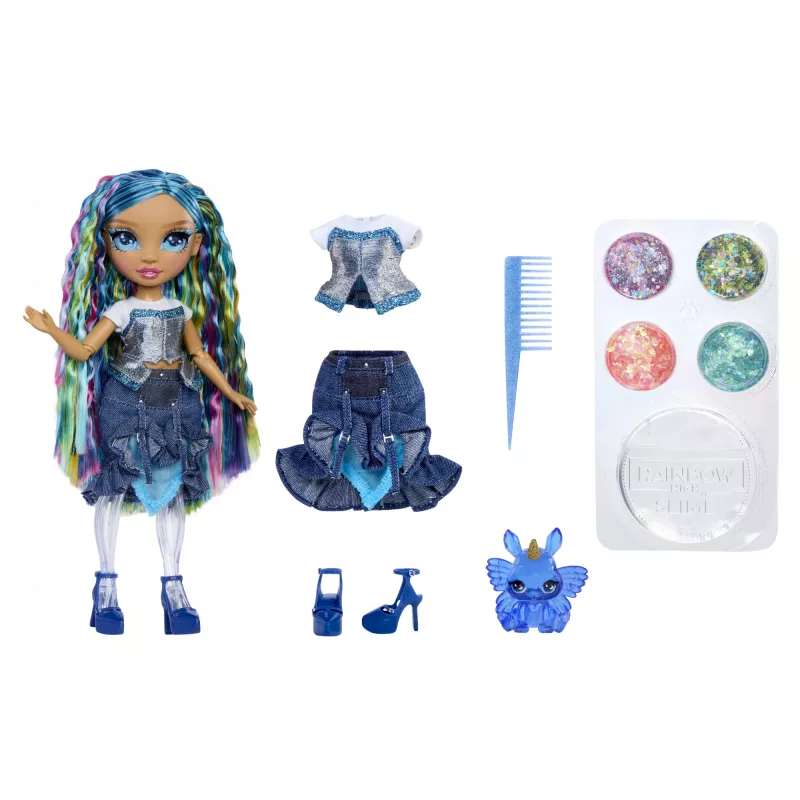 Rainbow High Rainbow Shimmers su gleivėmis mados lėlė – Skyler (mėlyna)