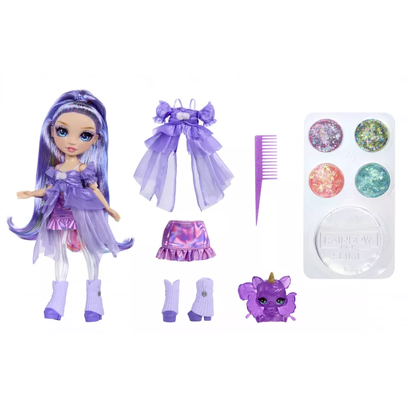 Rainbow High Rainbow Shimmers su gleivėmis mados lėlė - Violet (violetinė)