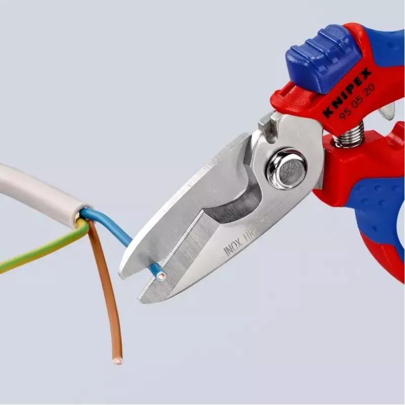 Knipex 95 05 20 SB replės, nerūdijantis plienas, plastikinė rankena, mėlyna/raudona