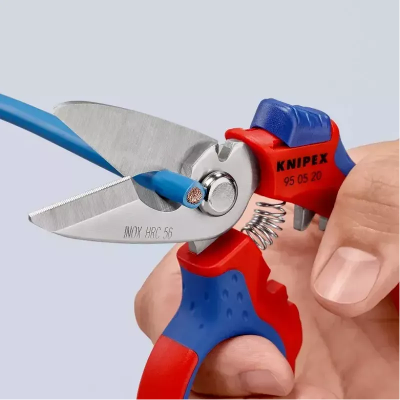 Knipex 95 05 20 SB replės, nerūdijantis plienas, plastikinė rankena, mėlyna/raudona