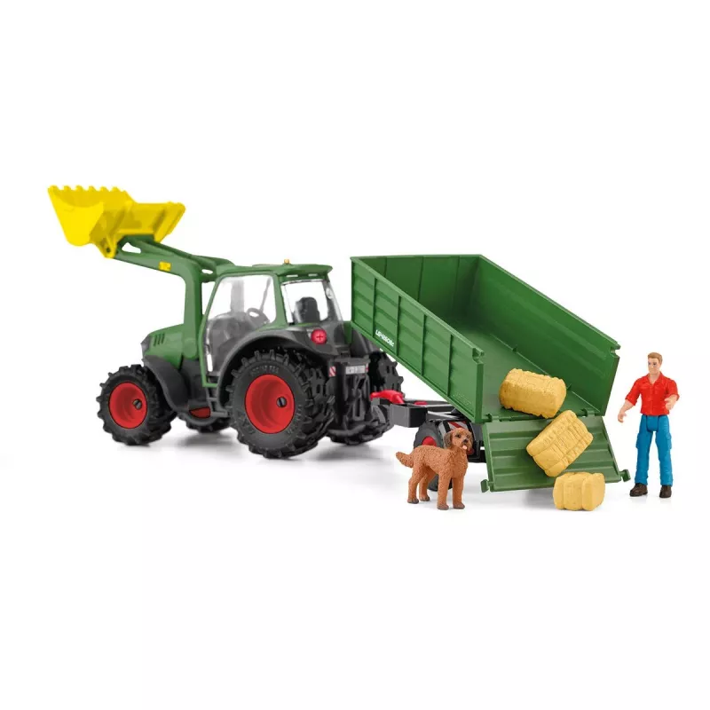 Traktorius su priekaba Schleich FARM WORLD 42608 Juoda Žalia Raudona Geltona