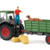 Traktorius su priekaba Schleich FARM WORLD 42608 Juoda Žalia Raudona Geltona