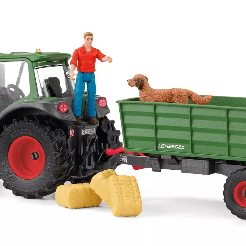 Traktorius su priekaba Schleich FARM WORLD 42608 Juoda Žalia Raudona Geltona
