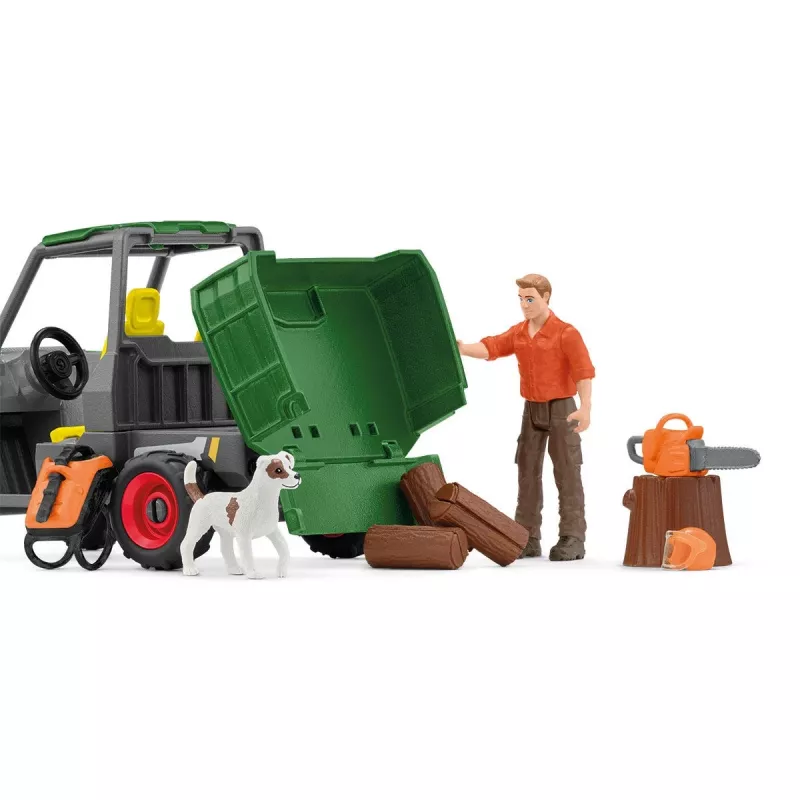 schleich FARM WORLD Darbas Miške – ūkio komplektas su ūkininku Pauliumi ir visureigiu