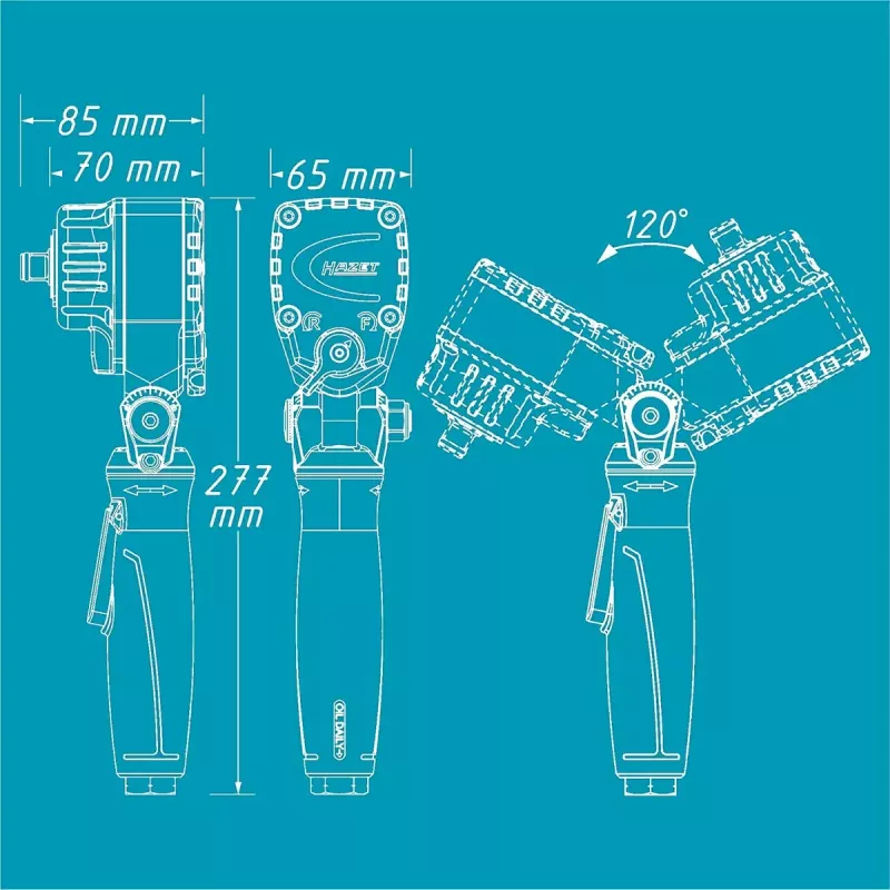 Pneumatinis smūginis veržliaraktis Hazet 9012ATT 1/2 colio pavara – atsukimo momentas 550 Nm